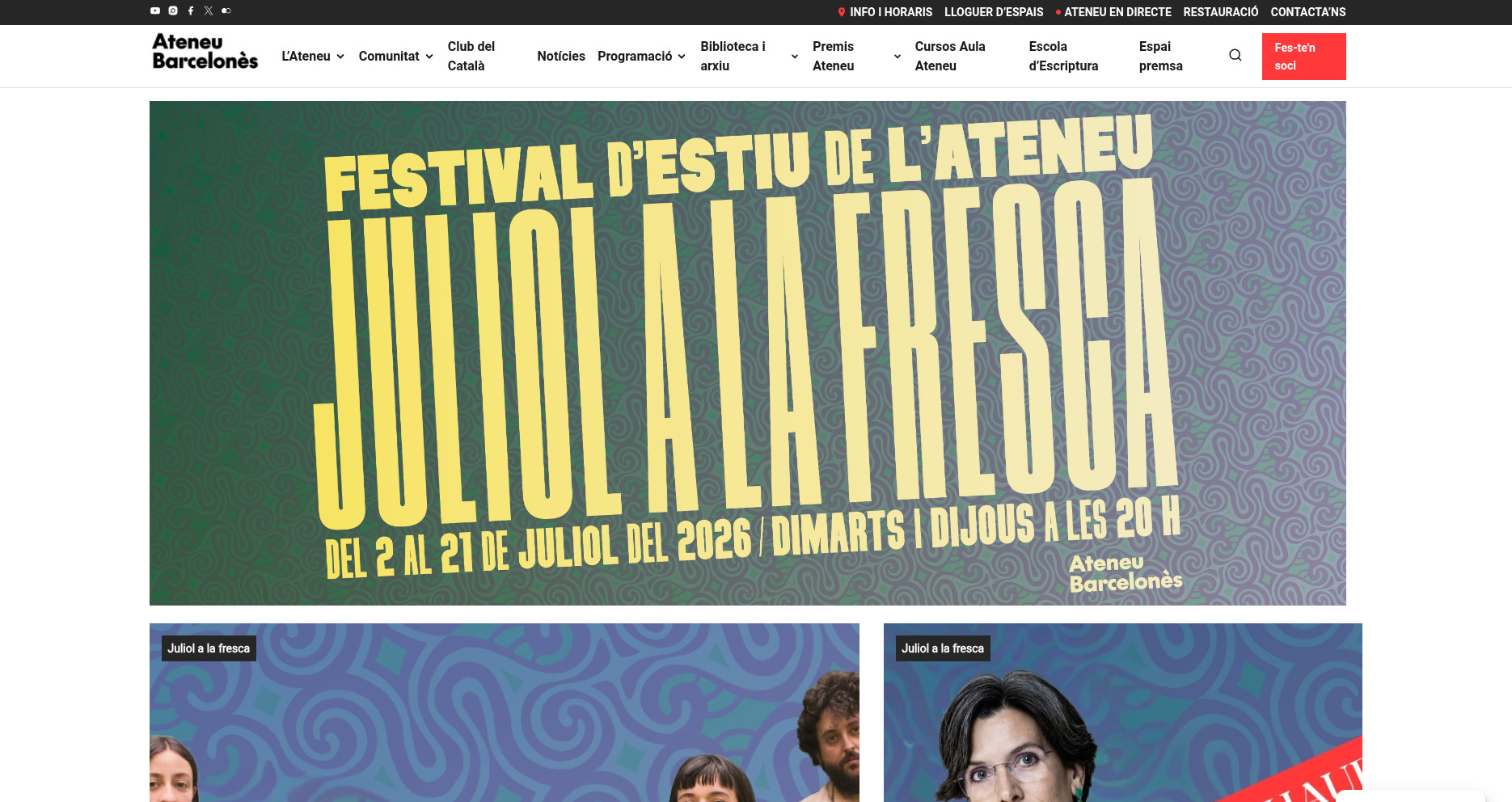 ATENEU BARCELONÈS – Portal cultural e institucional screenshot