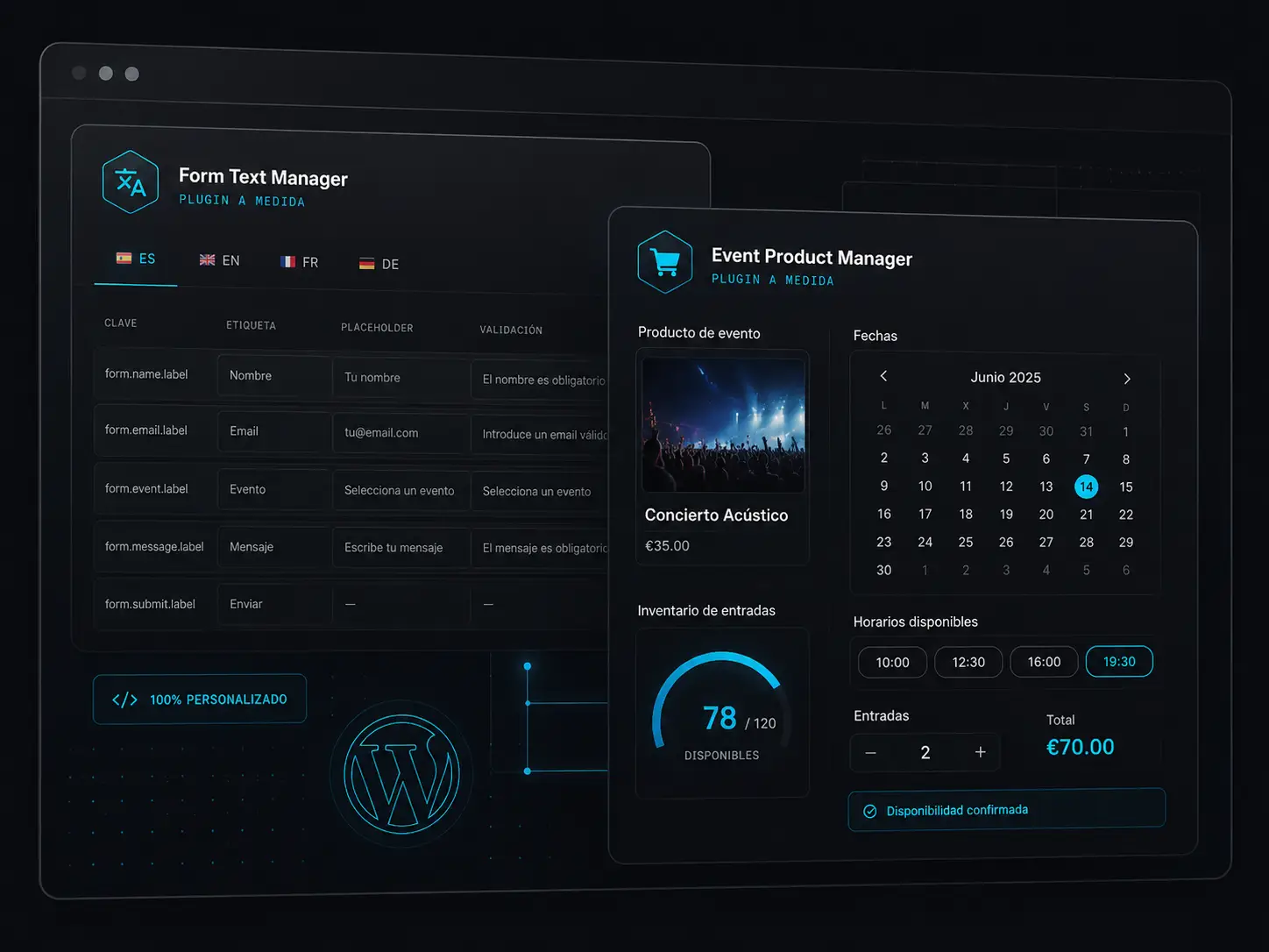 Plugins WordPress a medida screenshot