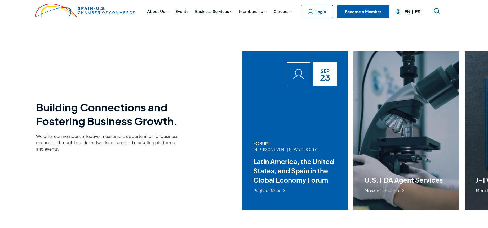 SPAIN-U.S. CHAMBER OF COMMERCE – Web corporativa y plataforma de eventos screenshot